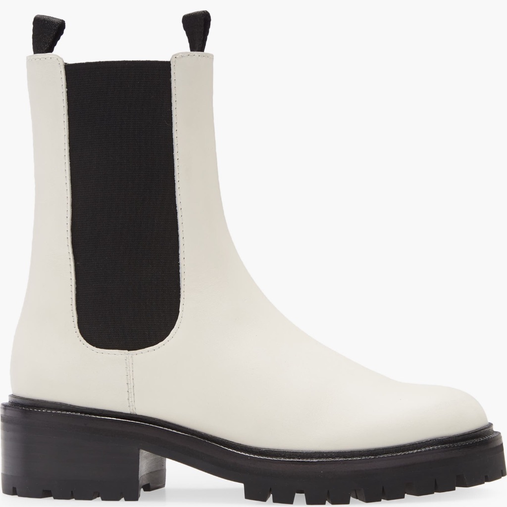 Paige Briana Lug Sole Leather Chelsea Boots White Size 9